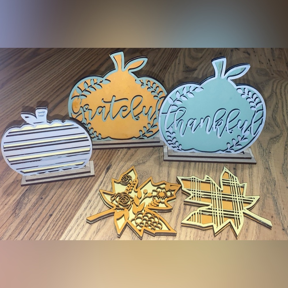 Decorative Pumpkin and Leaf Set hand made